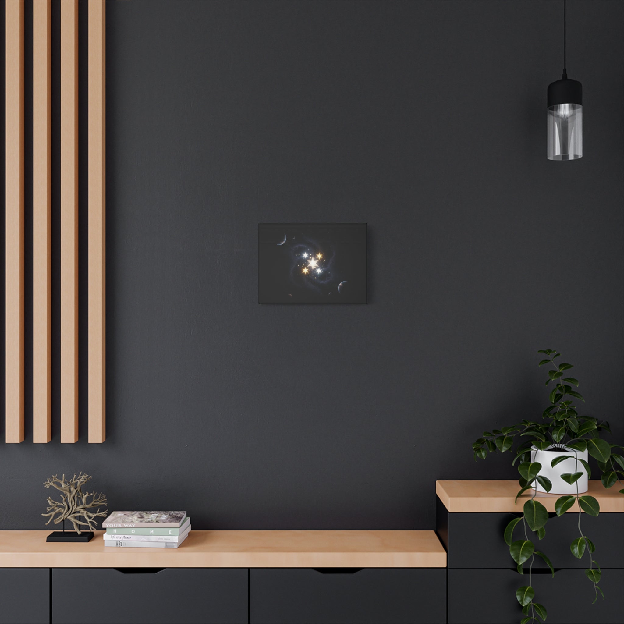 Power Runs Black PRB Glowing Star Constellation Canvas by Power Runs Black