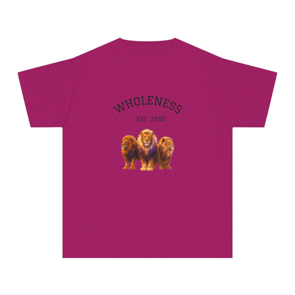 Power Runs Black PRB Youth Tee — "Wholeness Est. 1995" Lion Graphic Kids Shirt by Power Runs Black