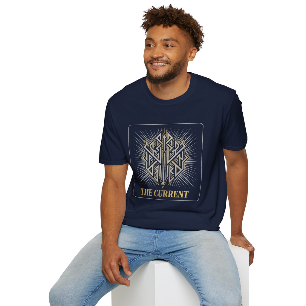 Power Runs Black PRB The Current Geometric Logo T-Shirt by Printify