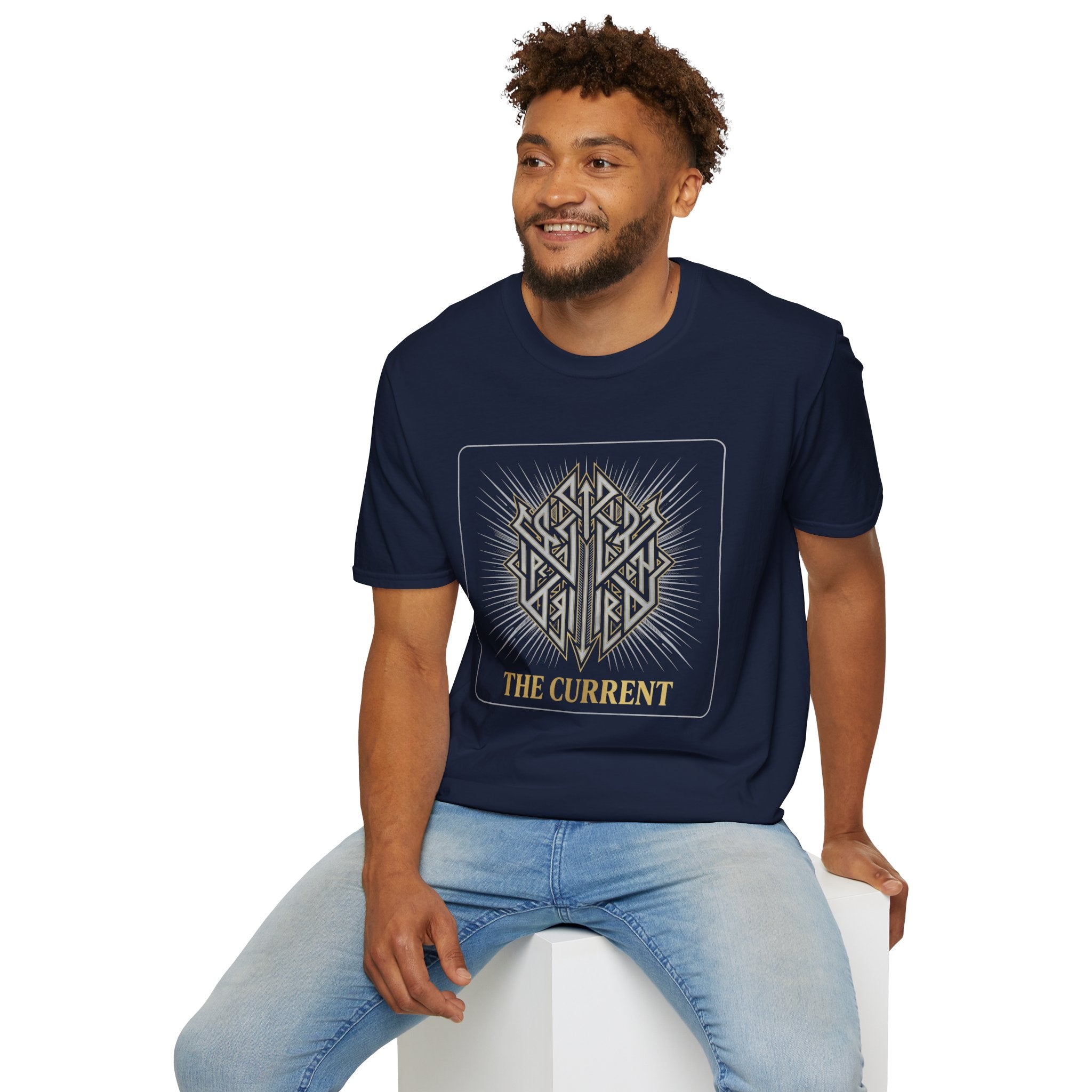 Power Runs Black PRB The Current Geometric Logo T-Shirt by Printify