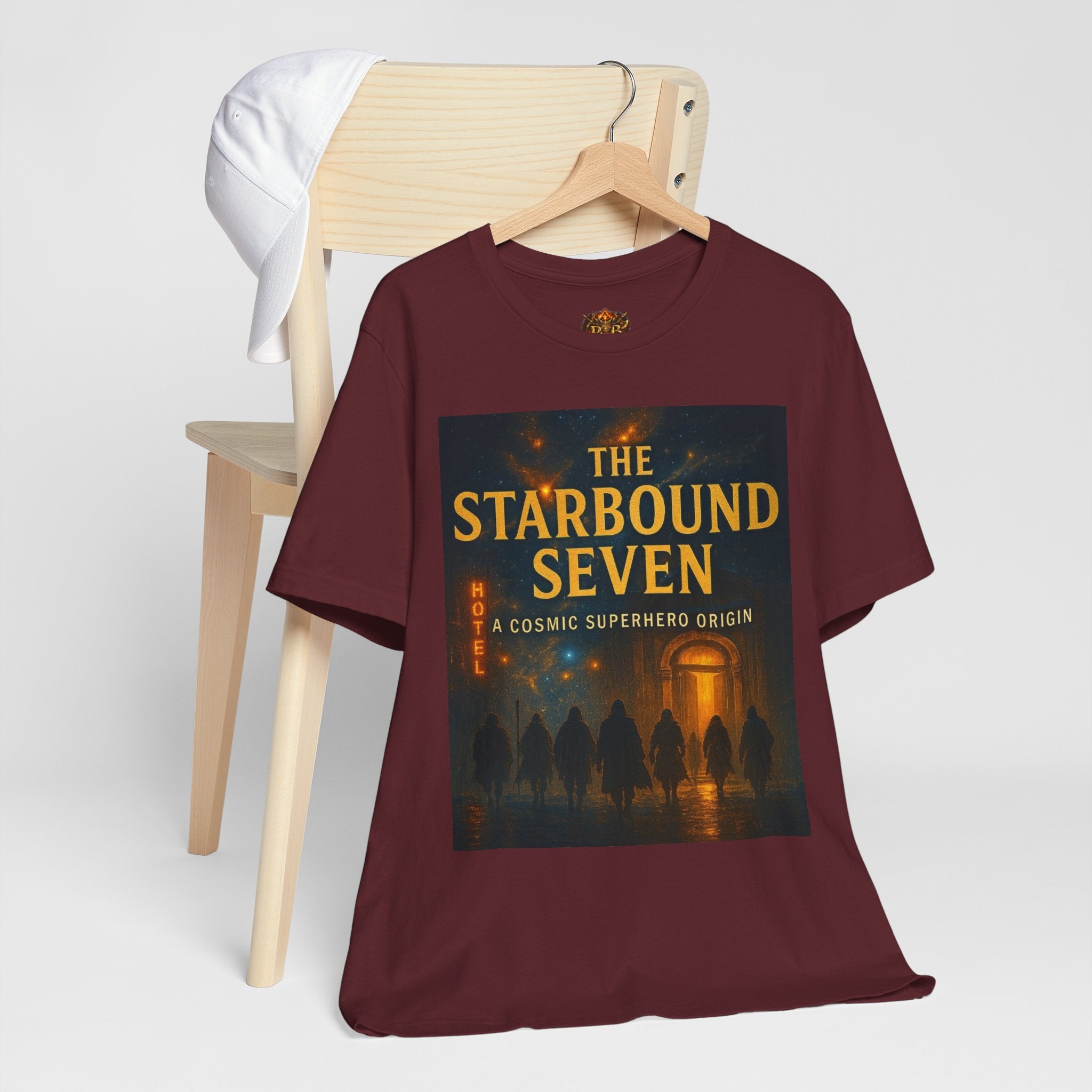 Power Runs Black PRB The Starbound Seven Tee – Retro Cosmic Superhero Poster Shirt by Power Runs Black