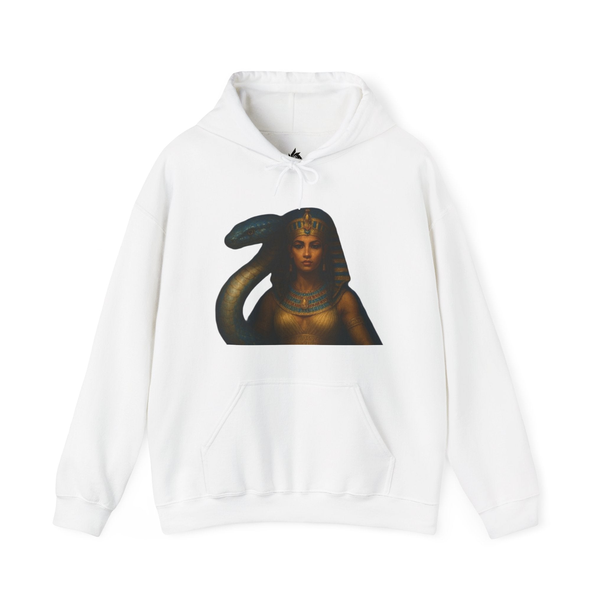 PRB Egyptian Goddess Portrait Hoodie | Serpent Headdress, Ancient Queen Art by Printify