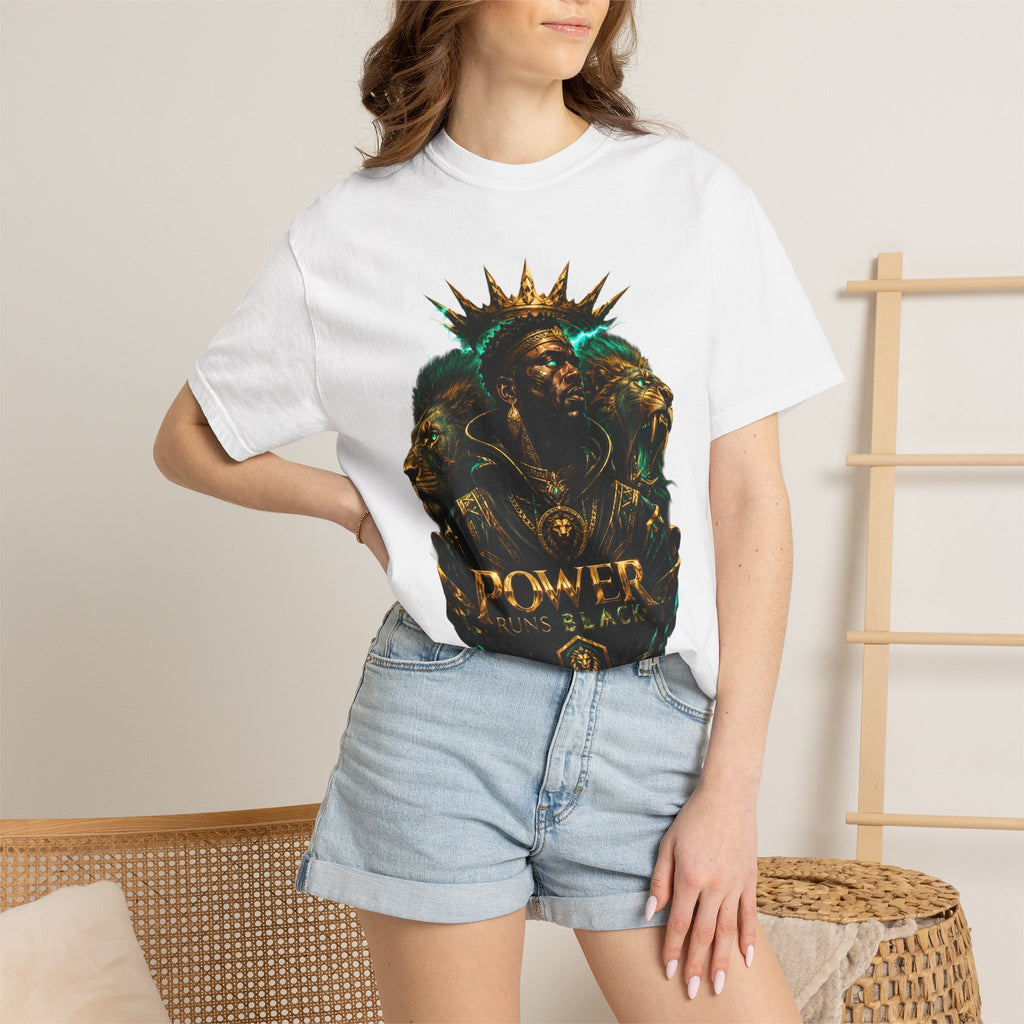 Power Runs Black PRB Green Angel Graphics Tee by Power Runs Black