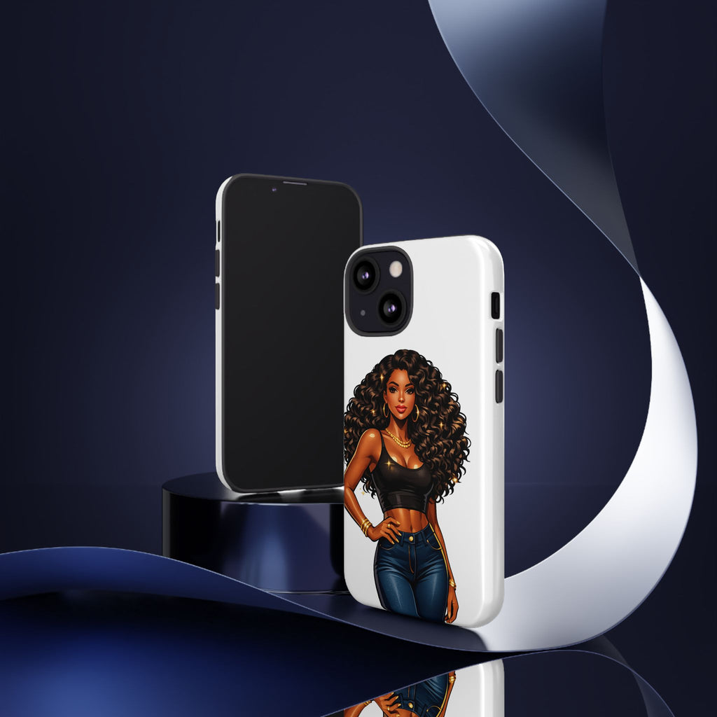 Pretty Rich Bitch by PRB Curly Hair Phone Case by Power Runs Black