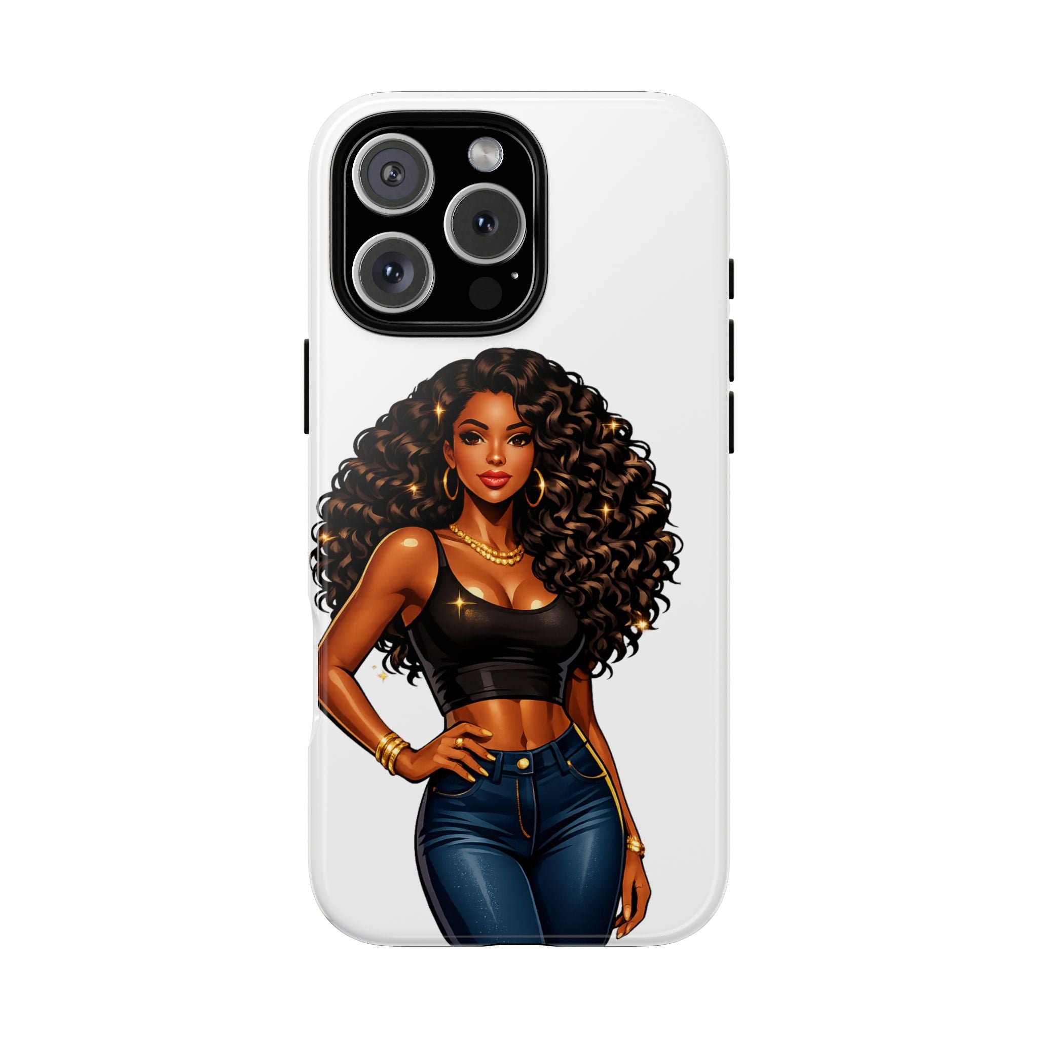 Pretty Rich Bitch by PRB Curly Hair Phone Case by Power Runs Black
