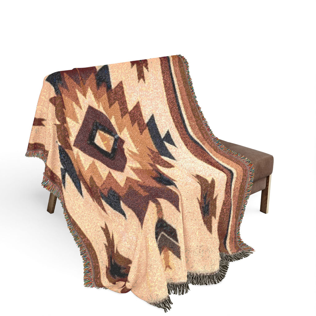 PRB Southwestern Navajo Diamond Woven Blanket | Aztec Throw Blanket by Power Runs Black