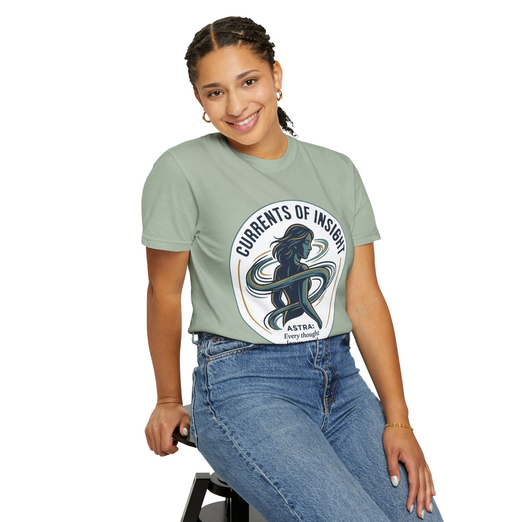 Power Runs Black Currents of Insight T-Shirt — 'Astra: Every thought leaves a trail' Graphic Tee by Power Runs Black