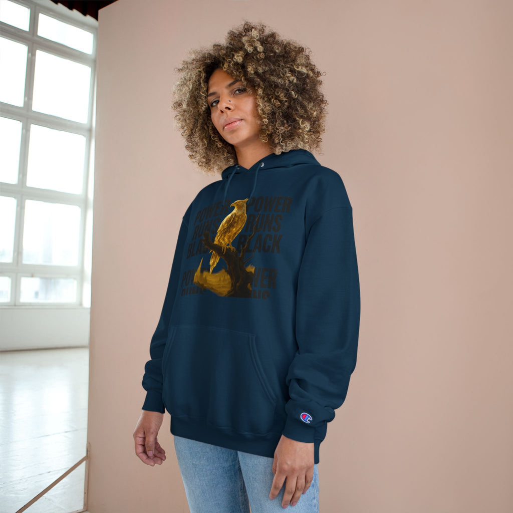 PRB Champion Hoodie — 'Power Runs Black' Golden Bird Graphic Pullover by Power Runs Black