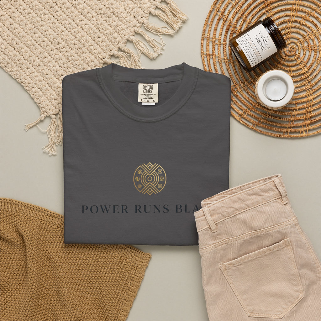 Power Runs Black PRB Graphic T-Shirt — Minimal Emblem Tee by Power Runs Black