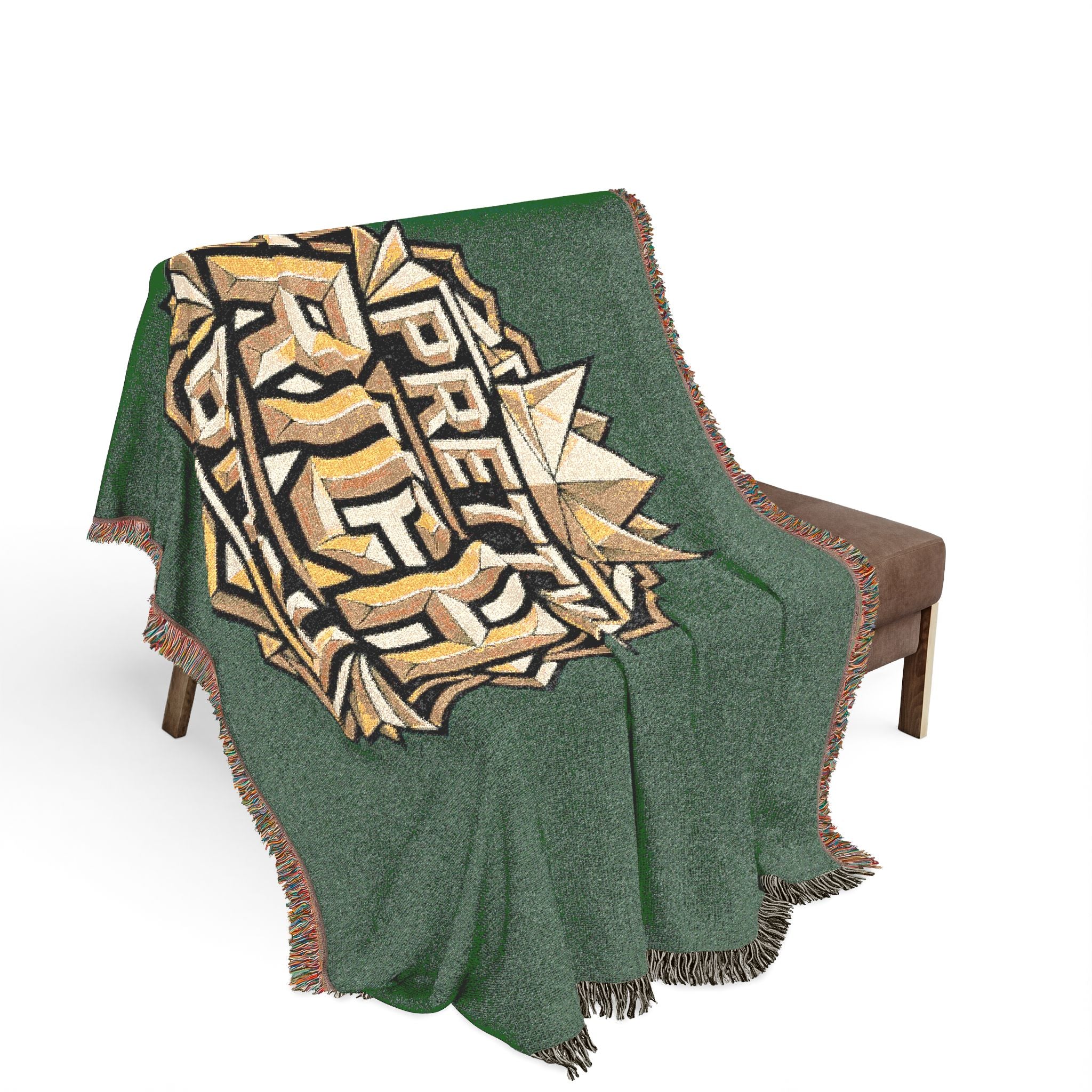 PRB Pretty Rich Bitch Southwestern Aztec Pattern Woven Blanket | Tribal Throw, Geometric Fringe by Power Runs Black