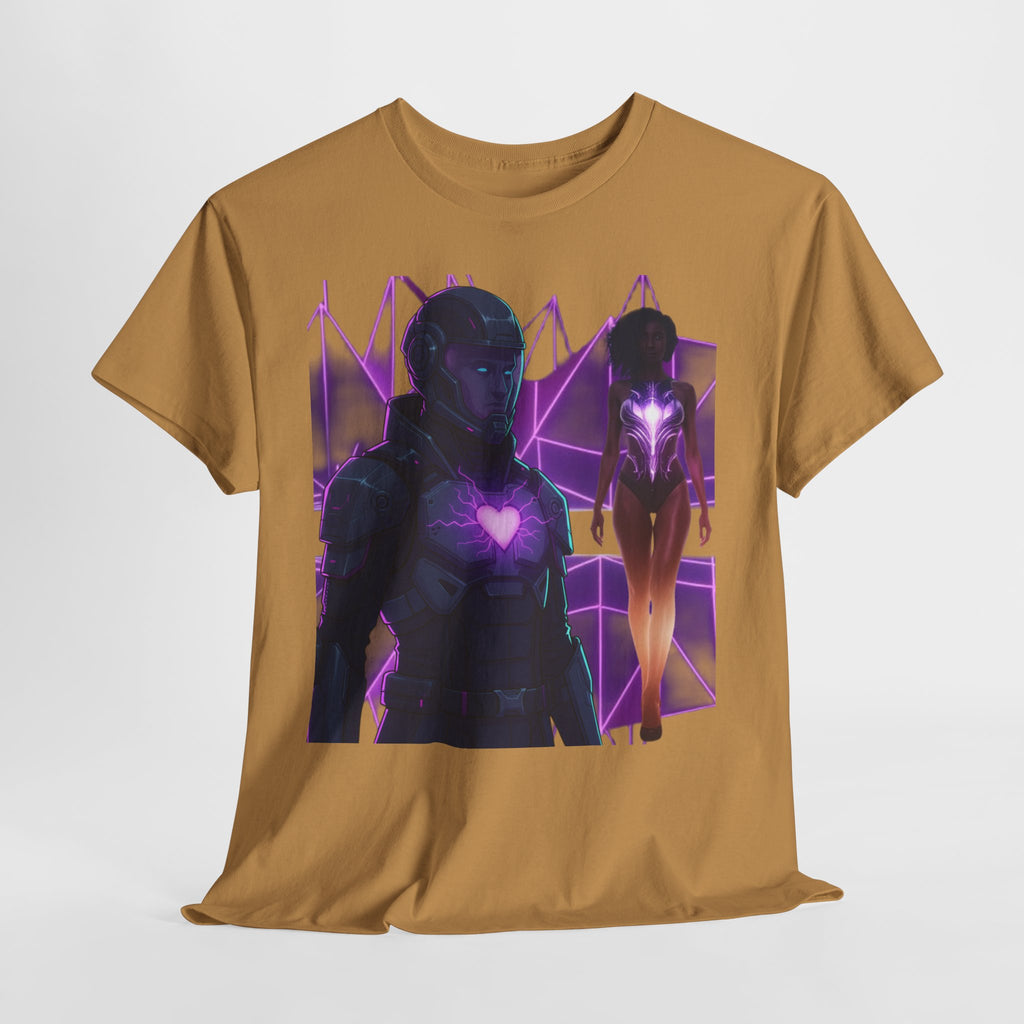 Power Run Black PRB Pretty Rich Bitch The Collection Purple Heart Cyberpunk Knight T-Shirt | Futuristic Armor Sci‑Fi Tee by Printify