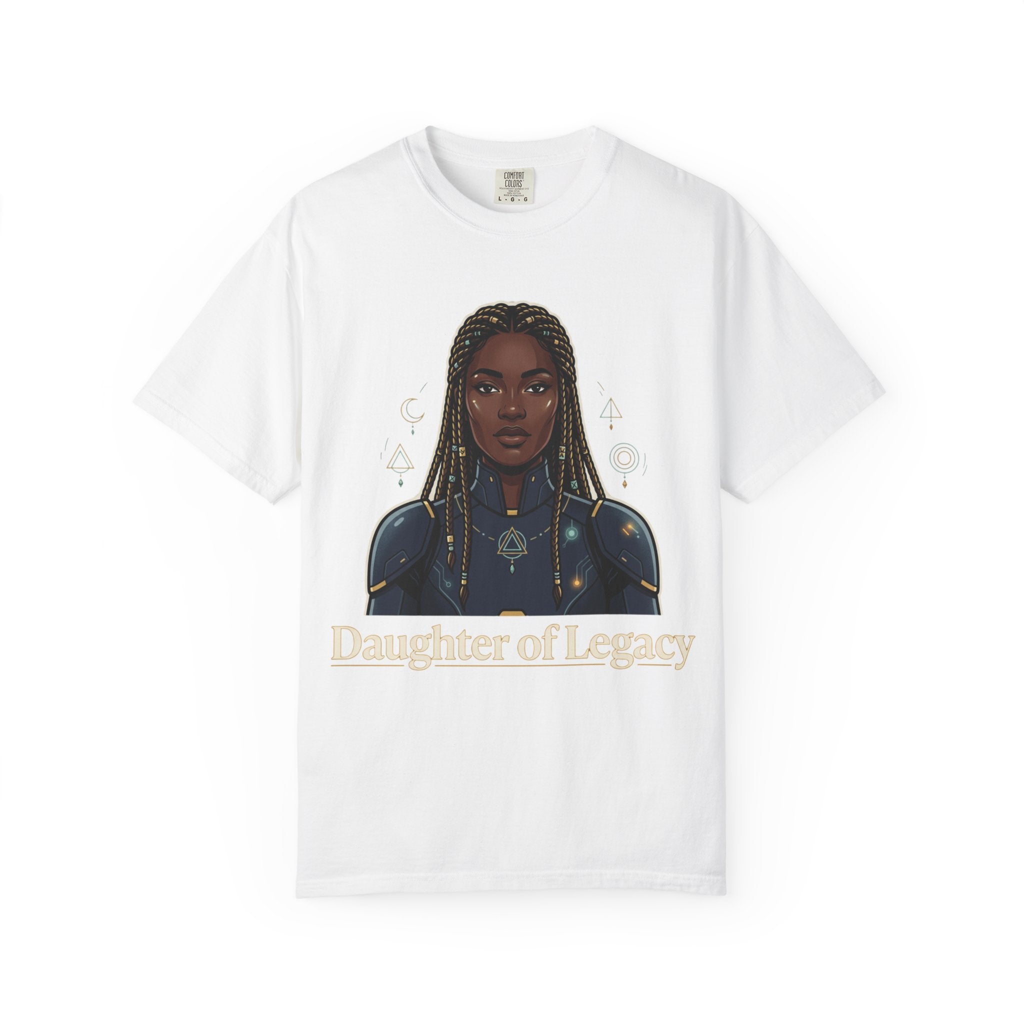 Power Runs Black Daughter of Legacy Graphic T-Shirt | Black Girl Magic Portrait Tee by Printify