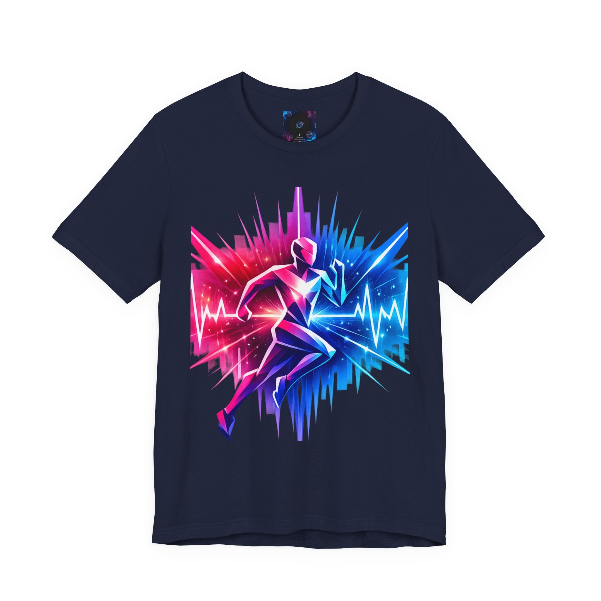Power Runs Black PRB Running Pulse Graphic Tee — Neon Runner Heartbeat Sports T‑Shirt by Power Runs Black