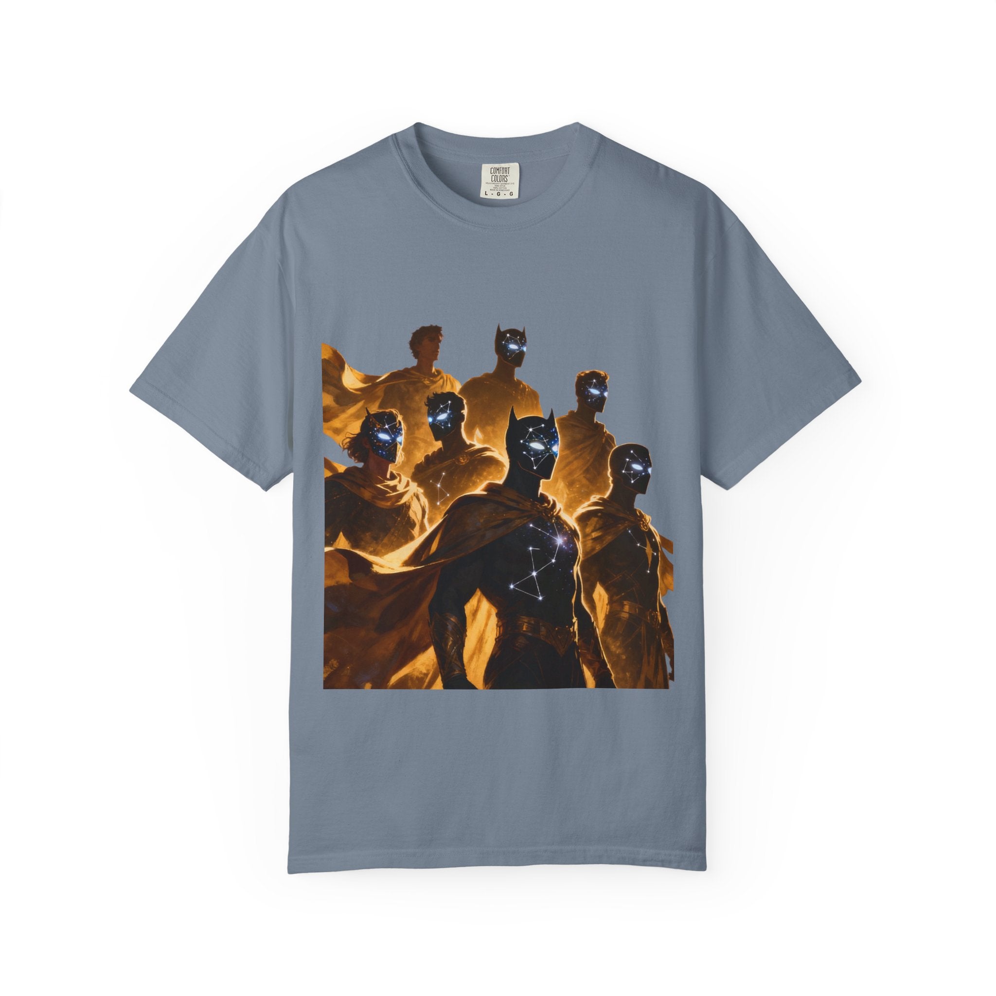 PRB Cosmic Heroes Graphic Tee (Golden Cloaks & Starry Faces) by Printify