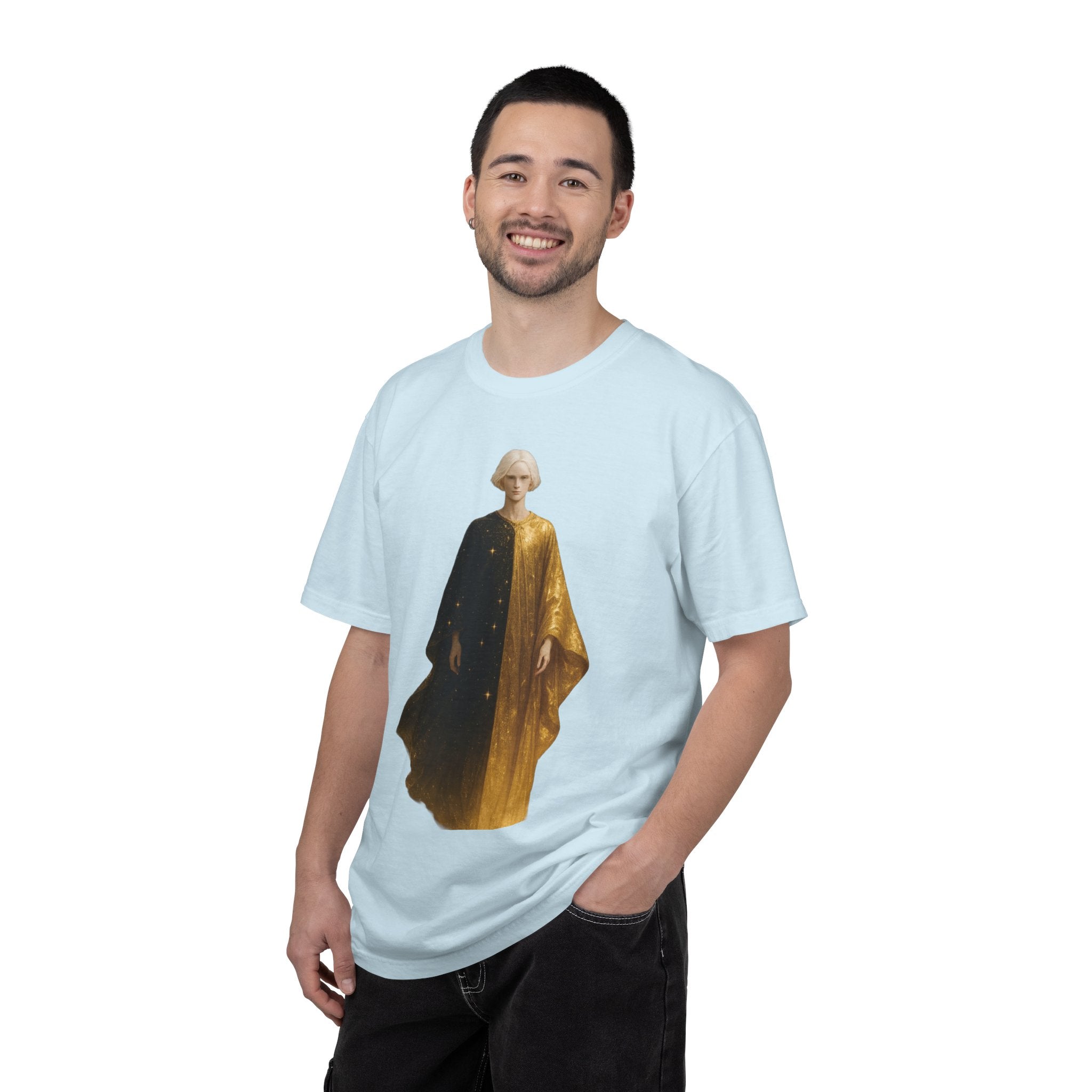 Power Runs Black PRB Twelfth Golden Cloak Figure T-Shirt | Surreal Angelic Portrait by Power Runs Black