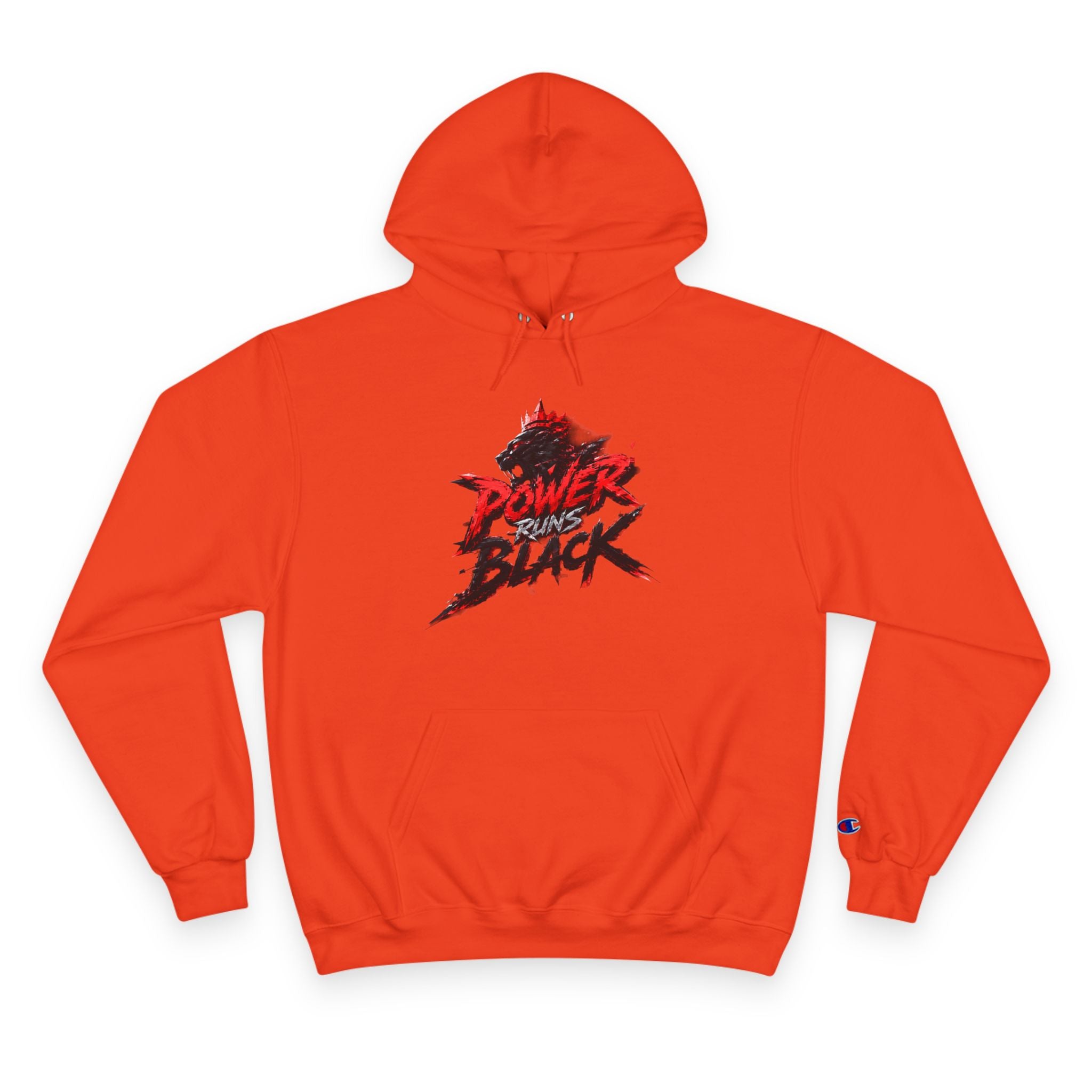 Power Runs Black logo hoodie | Flame crest design by Power Runs Black