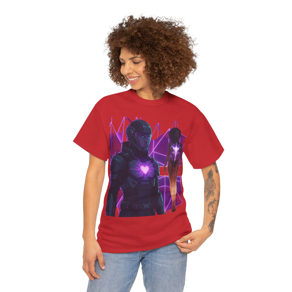 Power Run Black PRB Pretty Rich Bitch The Collection Purple Heart Cyberpunk Knight T-Shirt | Futuristic Armor Sci‑Fi Tee by Printify
