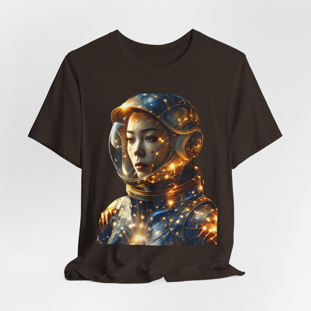 PRB Astronaut Portrait Tee — Starry Cosmic Helmet Graphic T-Shirt by Power Runs Black