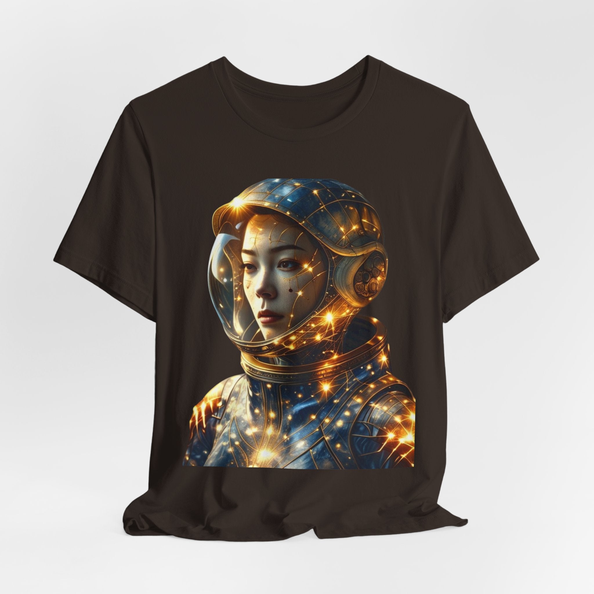 PRB Astronaut Portrait Tee — Starry Cosmic Helmet Graphic T-Shirt by Power Runs Black