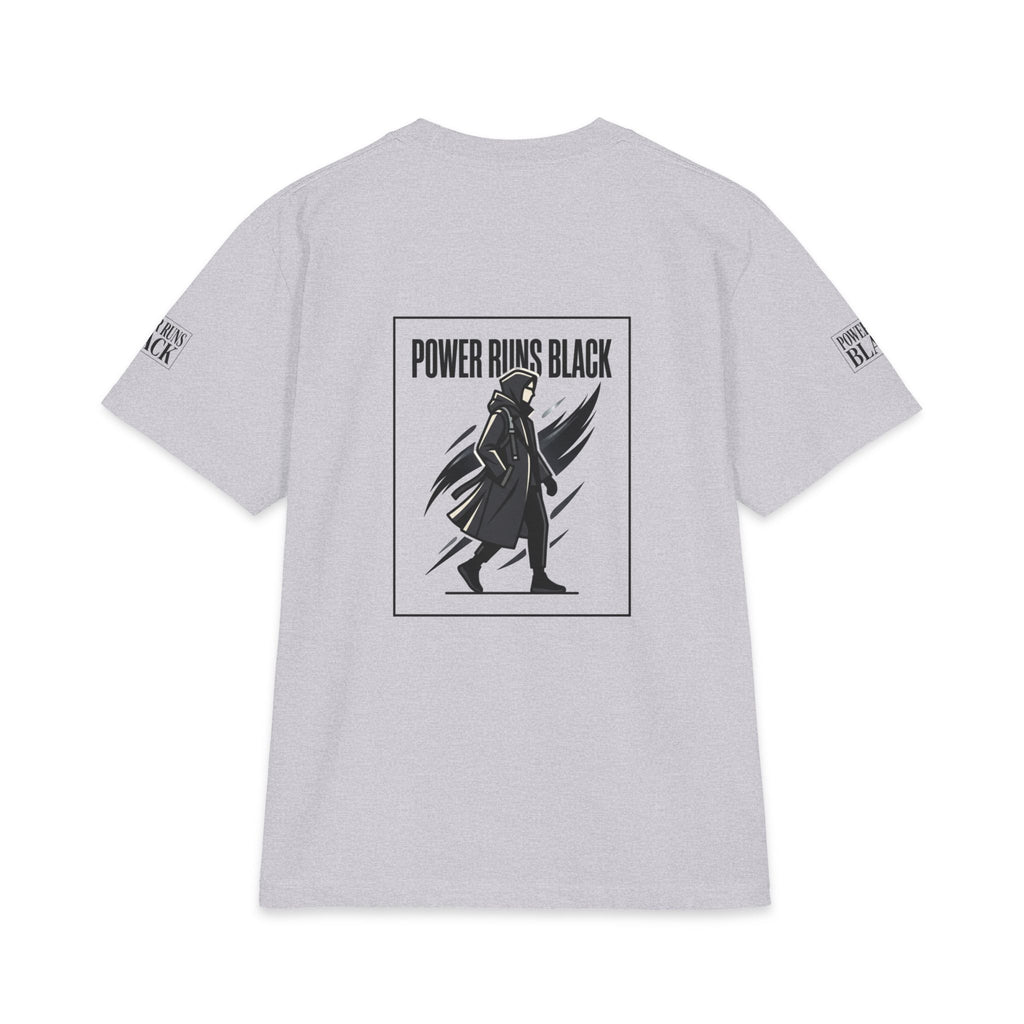 Power Runs Black Graphic T-Shirt — Bold Monochrome Streetwear by Printify