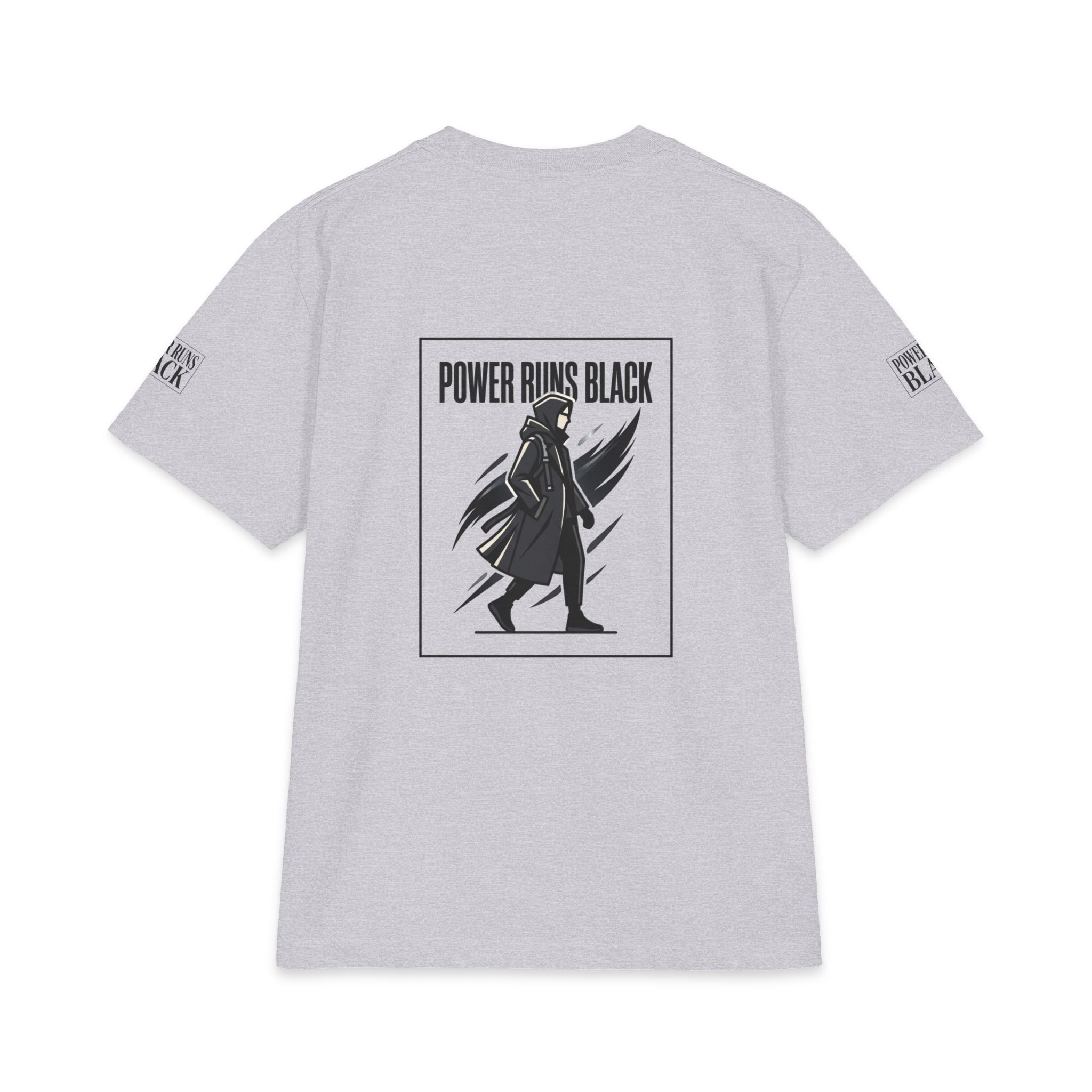 Power Runs Black Graphic T-Shirt — Bold Monochrome Streetwear by Printify