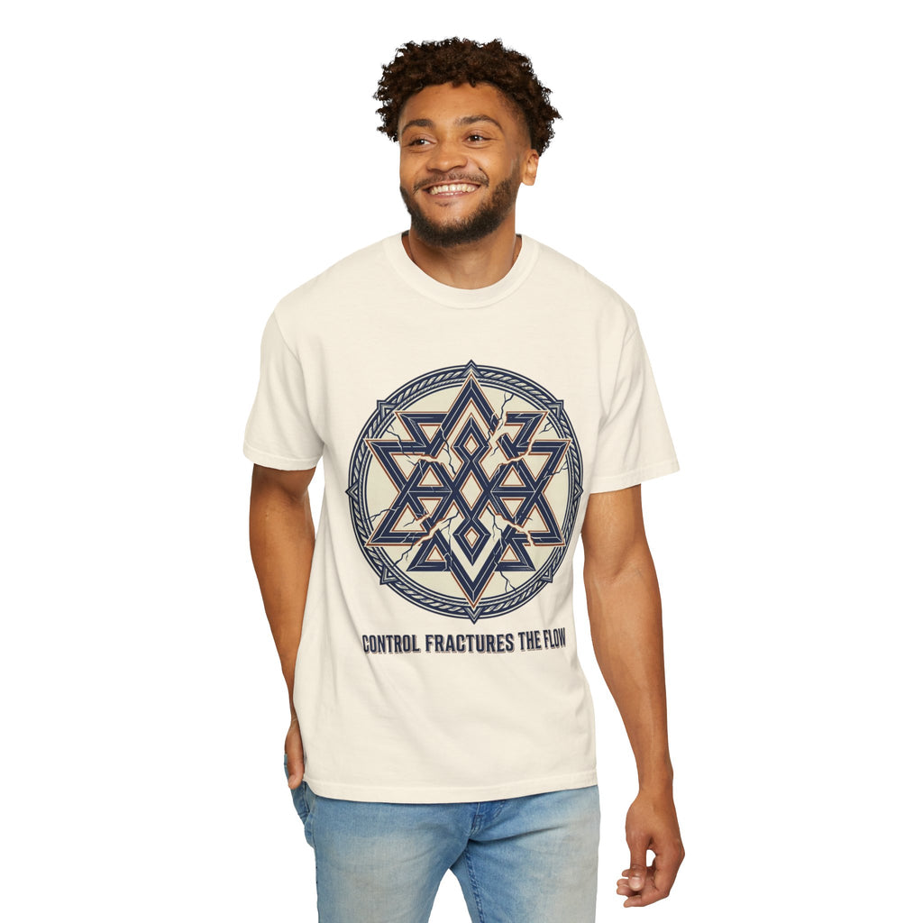Power Runs Black PRB Geometric Star Mandala T-Shirt — "Control Fractures the Flow" Graphic Tee by Power Runs Black