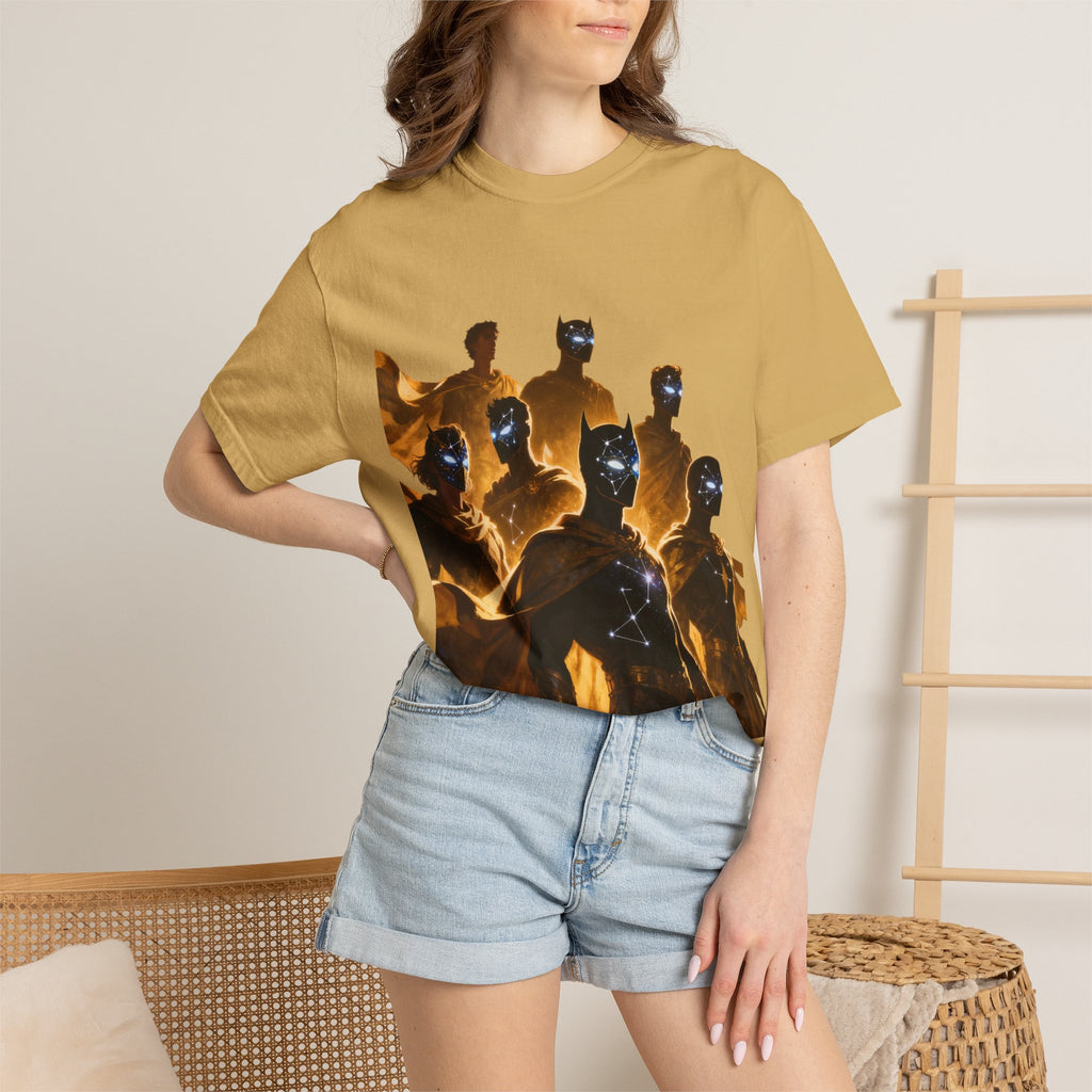 PRB Cosmic Heroes Graphic Tee (Golden Cloaks & Starry Faces) by Printify