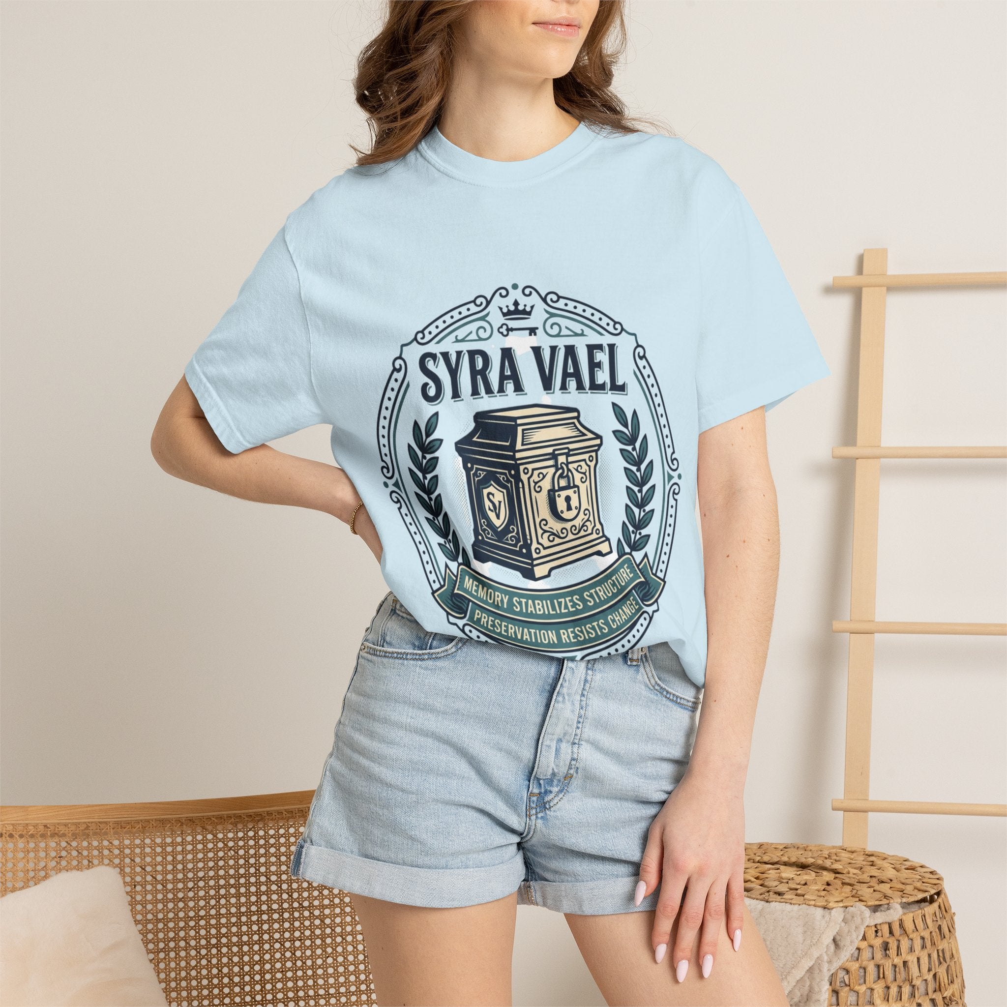 Power Runs Black PRB — Syra Vael Vintage Crest Tee by Power Runs Black