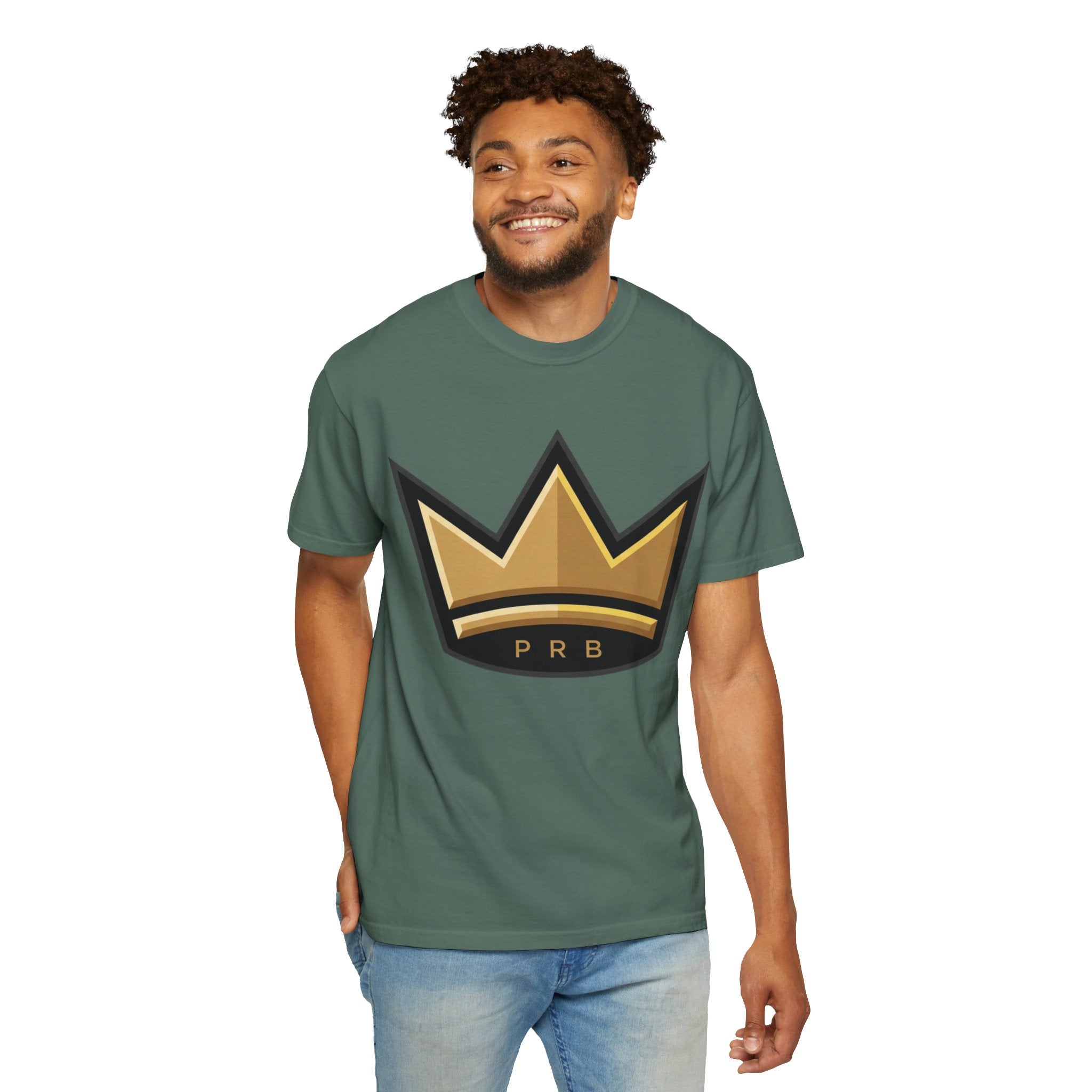 PRB Crown & Cosmos Graphic T-Shirt | Gold Royal Crest & Celestial Back by Printify