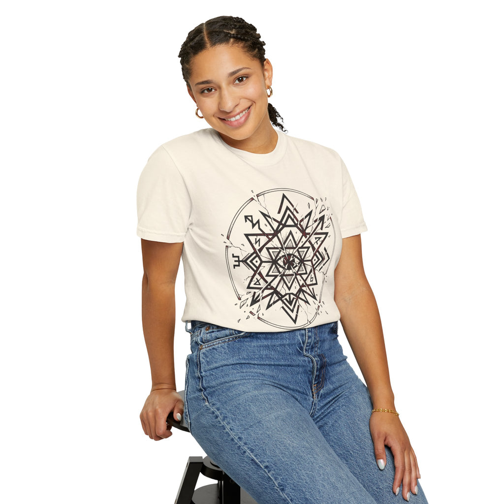 Power Runs Black PRB Eryx Tal Geometric Mandala T-Shirt — Symmetric Star Graphic Tee by Power Runs Black