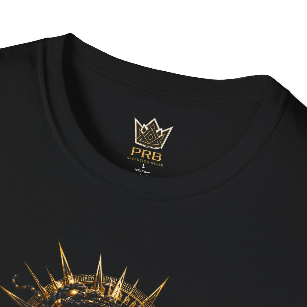 Power Runs Black PRB | Black Woman Portrait, Gold Accents Panther Graphics T by Printify