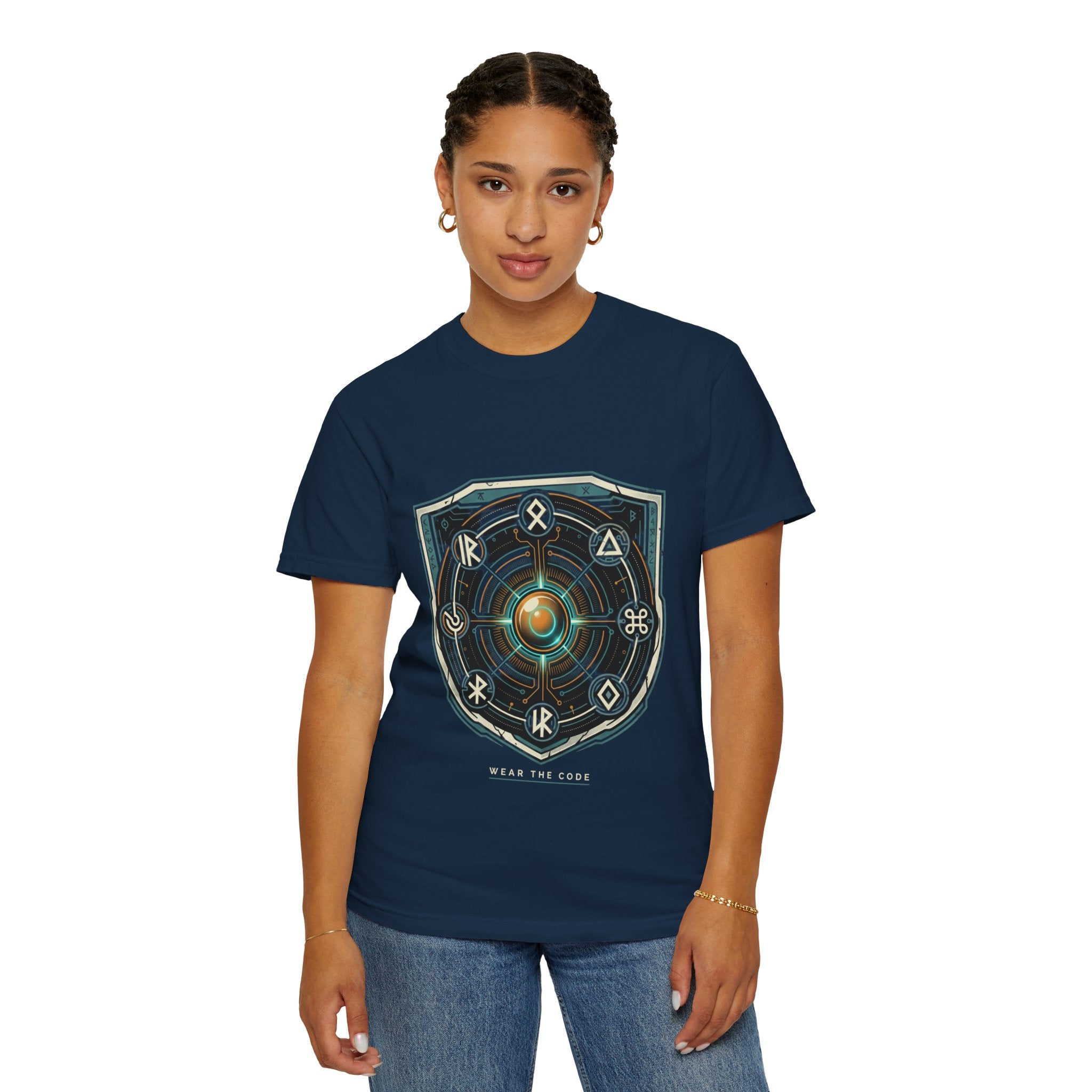 Power Runs Black PRB "Wear The Code" Mystic Shield T-Shirt — Geometric Sigil Graphic Tee by Power Runs Black
