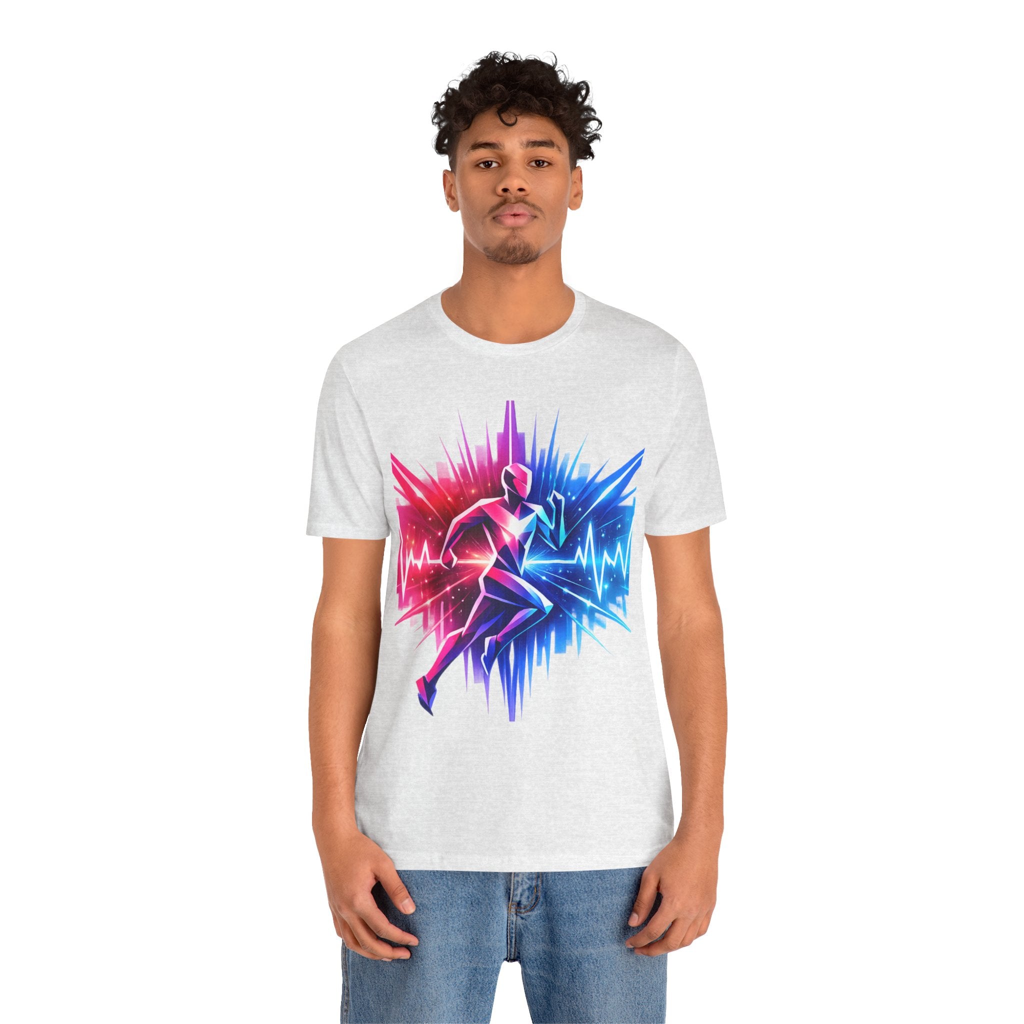 Power Runs Black PRB Running Pulse Graphic Tee — Neon Runner Heartbeat Sports T‑Shirt by Power Runs Black