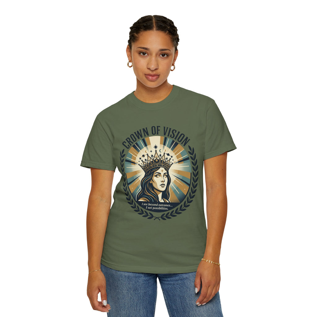 Power Runs Black Crown of Vision T-Shirt — Vintage Inspirational Graphic Tee by Printify