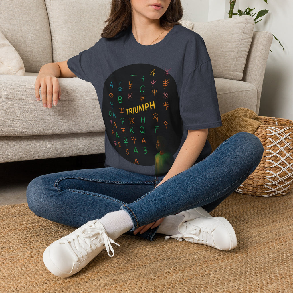 PRB Triumph Afro Hair Silhouette T-Shirt | Black Hair Alphabet Design by Printify