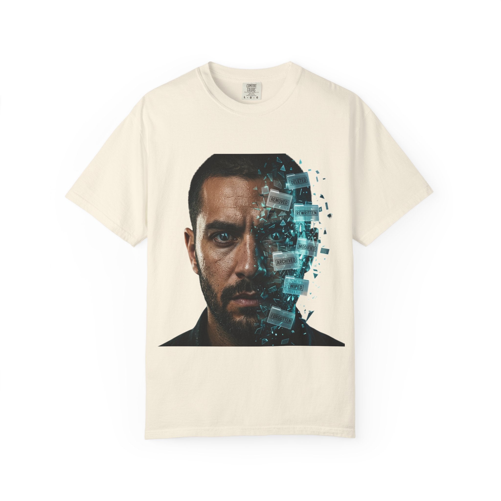 Syndication Loop Cyberpunk Portrait Tee — Tech-Noir Graphic T-Shirt | Power Runs Black by Printify