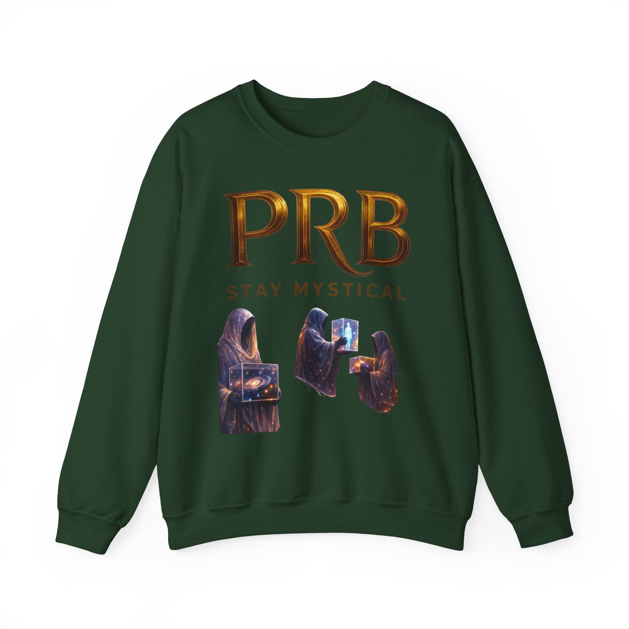 PRB Mystic Library Crewneck Sweatshirt — Cosmic Wizardry Art by Power Runs Black