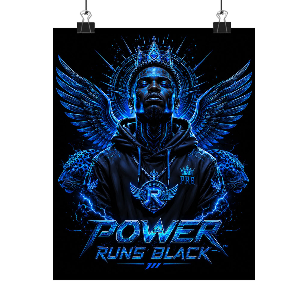 Power Runs Black Matte Poster — Urban Angel Portrait Wall Art by Power Runs Black