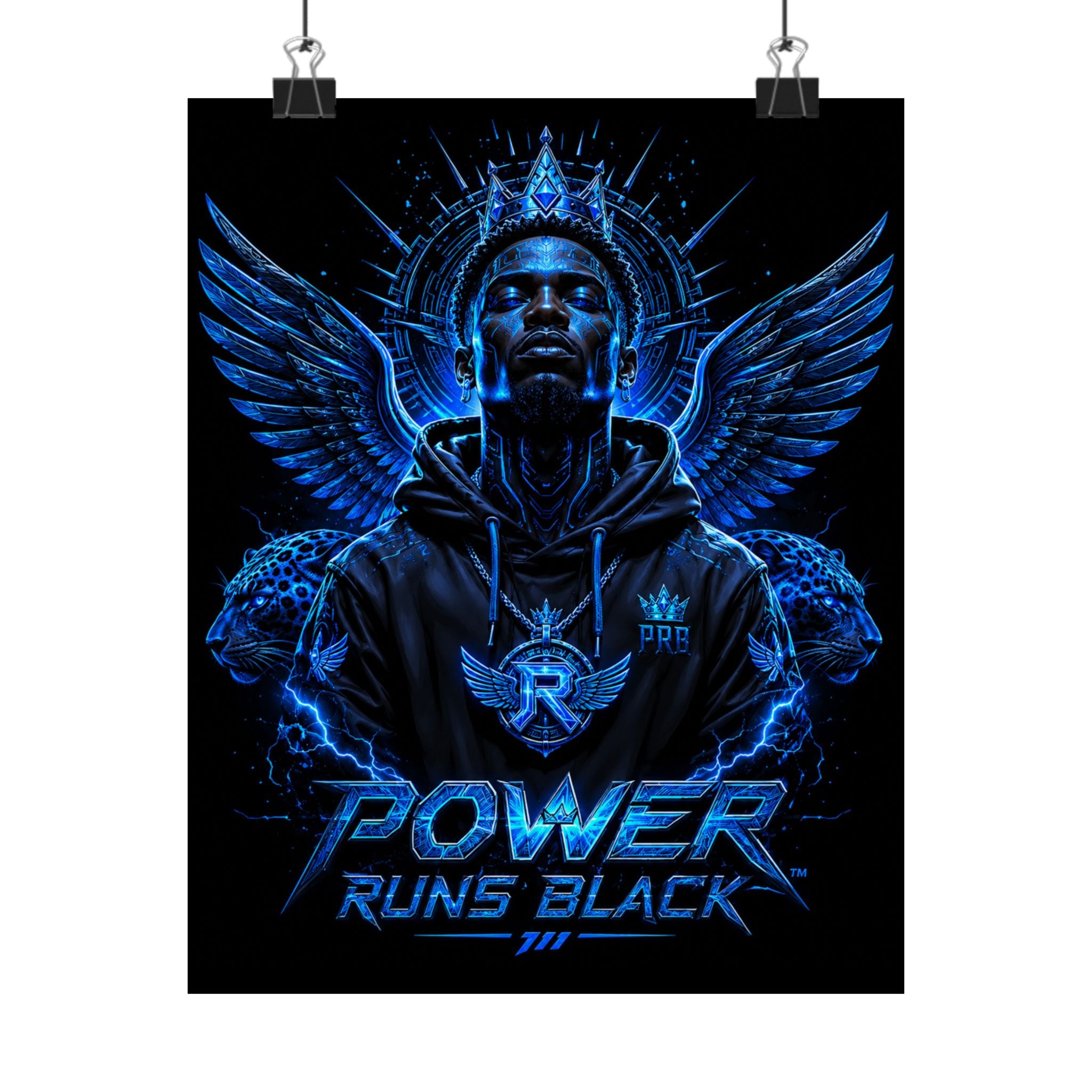 Power Runs Black Matte Poster — Urban Angel Portrait Wall Art by Power Runs Black