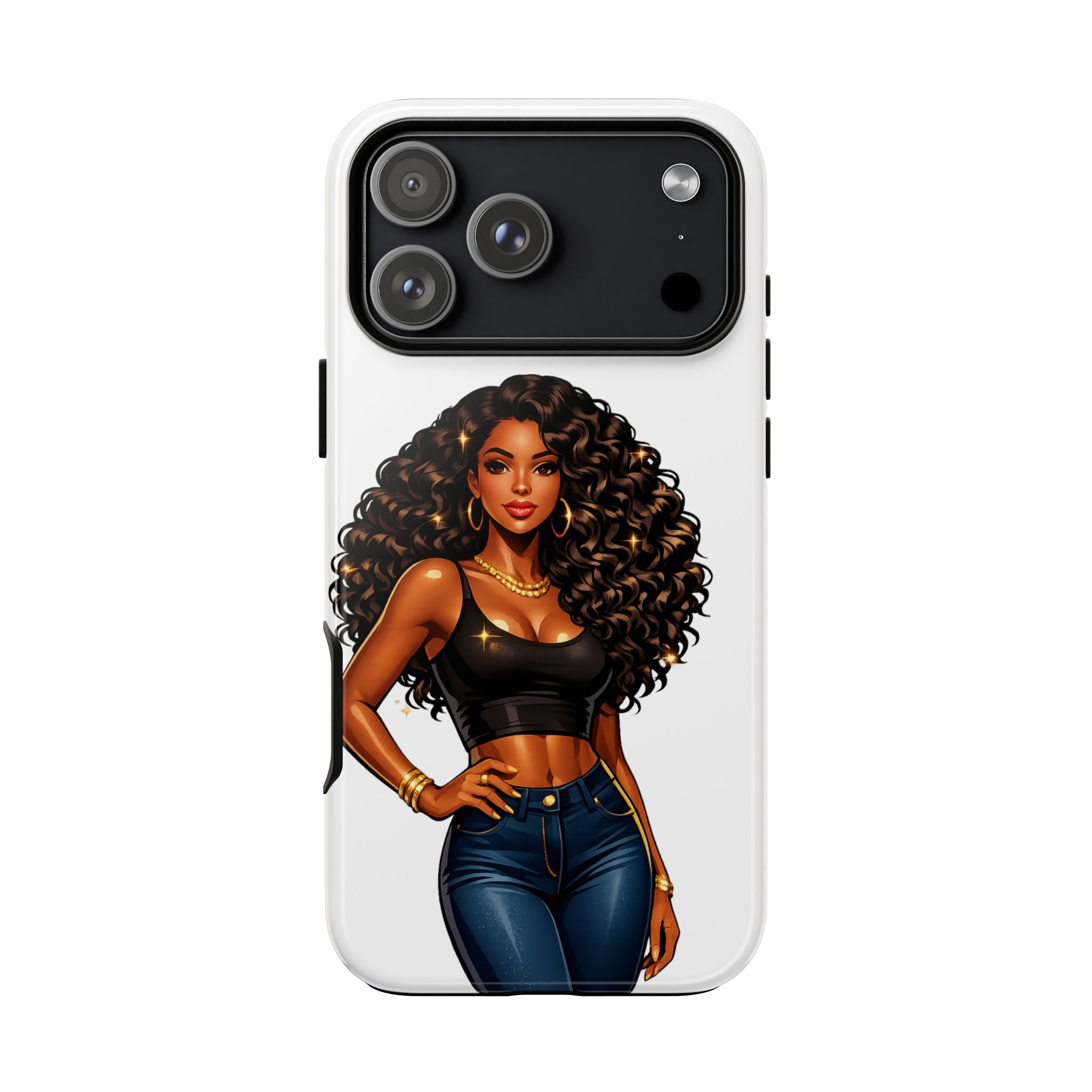 Pretty Rich Bitch by PRB Curly Hair Phone Case by Power Runs Black