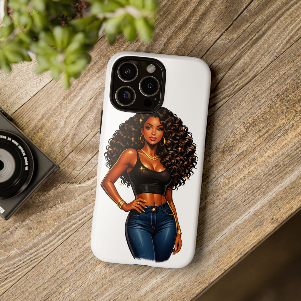 Pretty Rich Bitch by PRB Curly Hair Phone Case by Printify