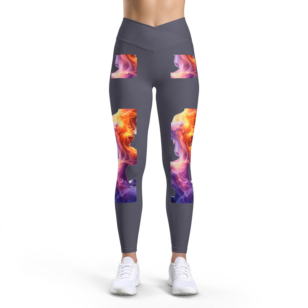 Power Runs Black PRB Pretty Rich Bitch The Collection Abstract Flame Print Leggings — Women’s High-Waist Yoga & Activewear by Power Runs Black