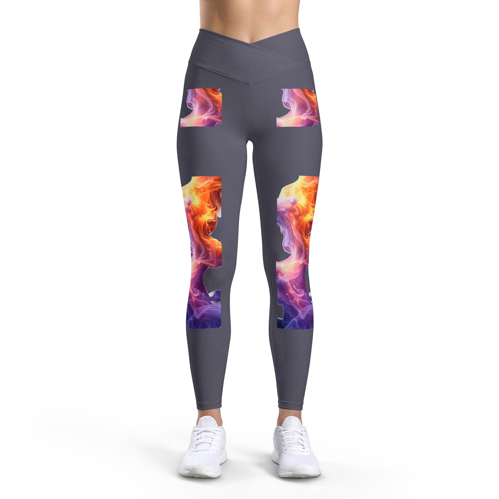 Power Runs Black PRB Pretty Rich Bitch The Collection Abstract Flame Print Leggings — Women’s High-Waist Yoga & Activewear by Power Runs Black