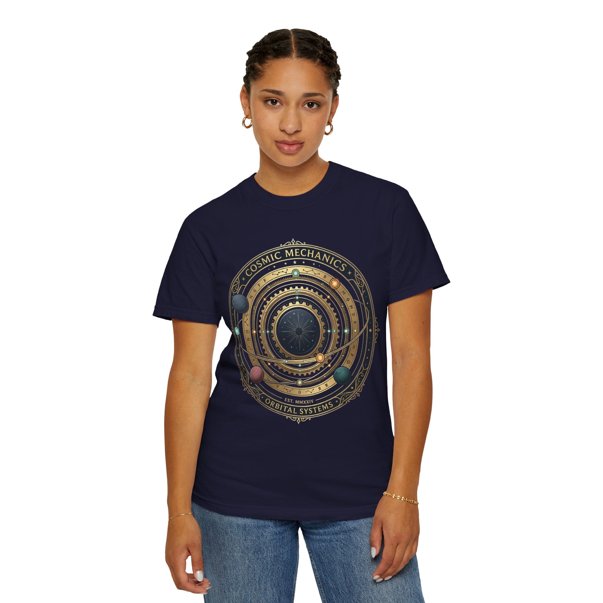 PRB Cosmic Mechanics Solar System Graphic T-Shirt | Planetary Orbit Tee by Printify