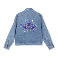 Power Runs Black PRB Cosmic All-Seeing Eye Men's Denim Jacket | Space, Stars, Moon by Power Runs Black