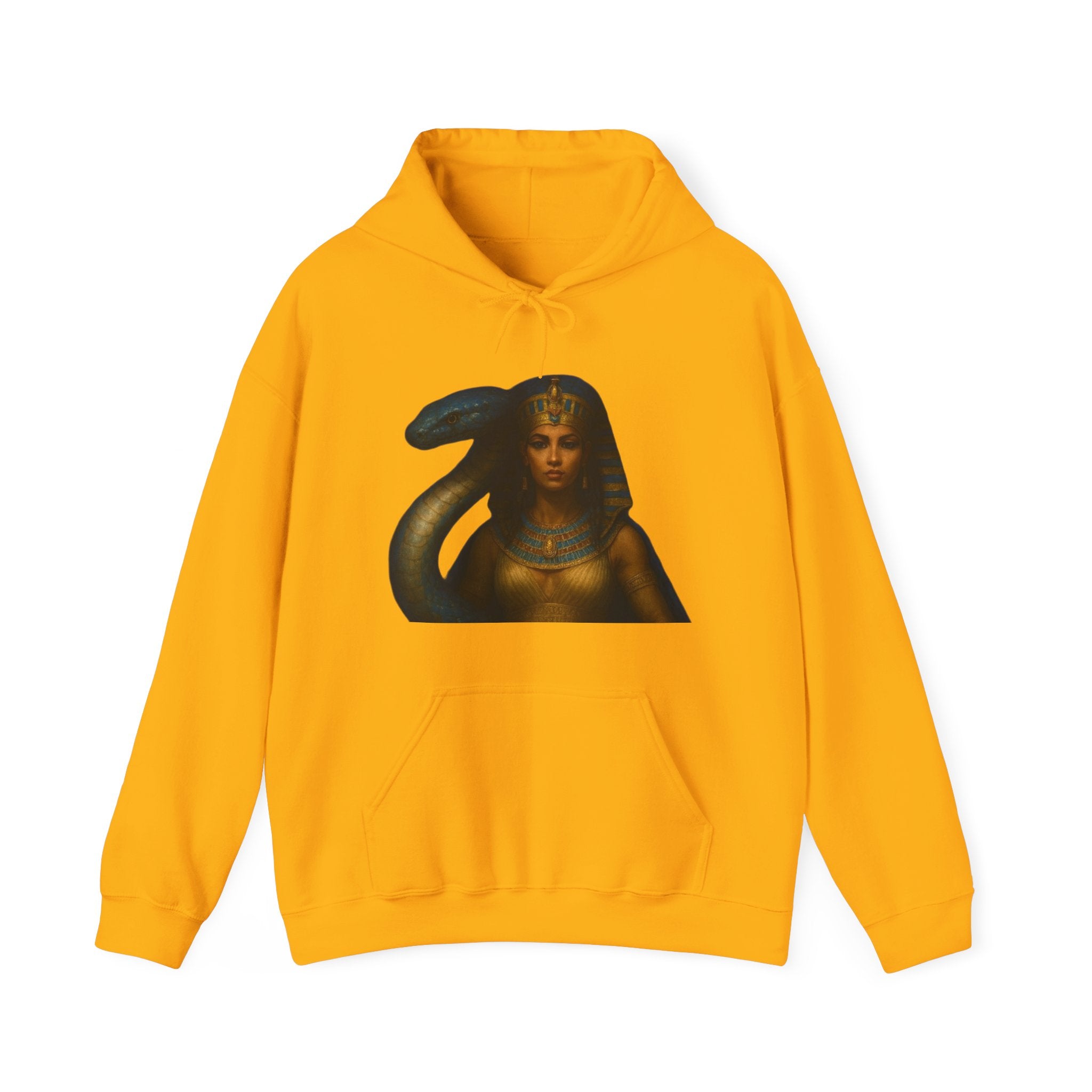 PRB Egyptian Goddess Portrait Hoodie | Serpent Headdress, Ancient Queen Art by Power Runs Black