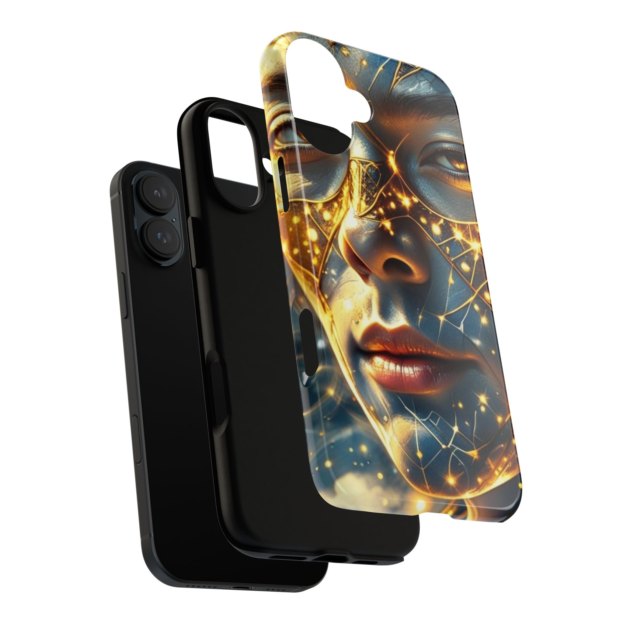 PRB Galactic Portrait Tough Case | Cosmic Face Phone Case, Starry Nebula Design by Power Runs Black