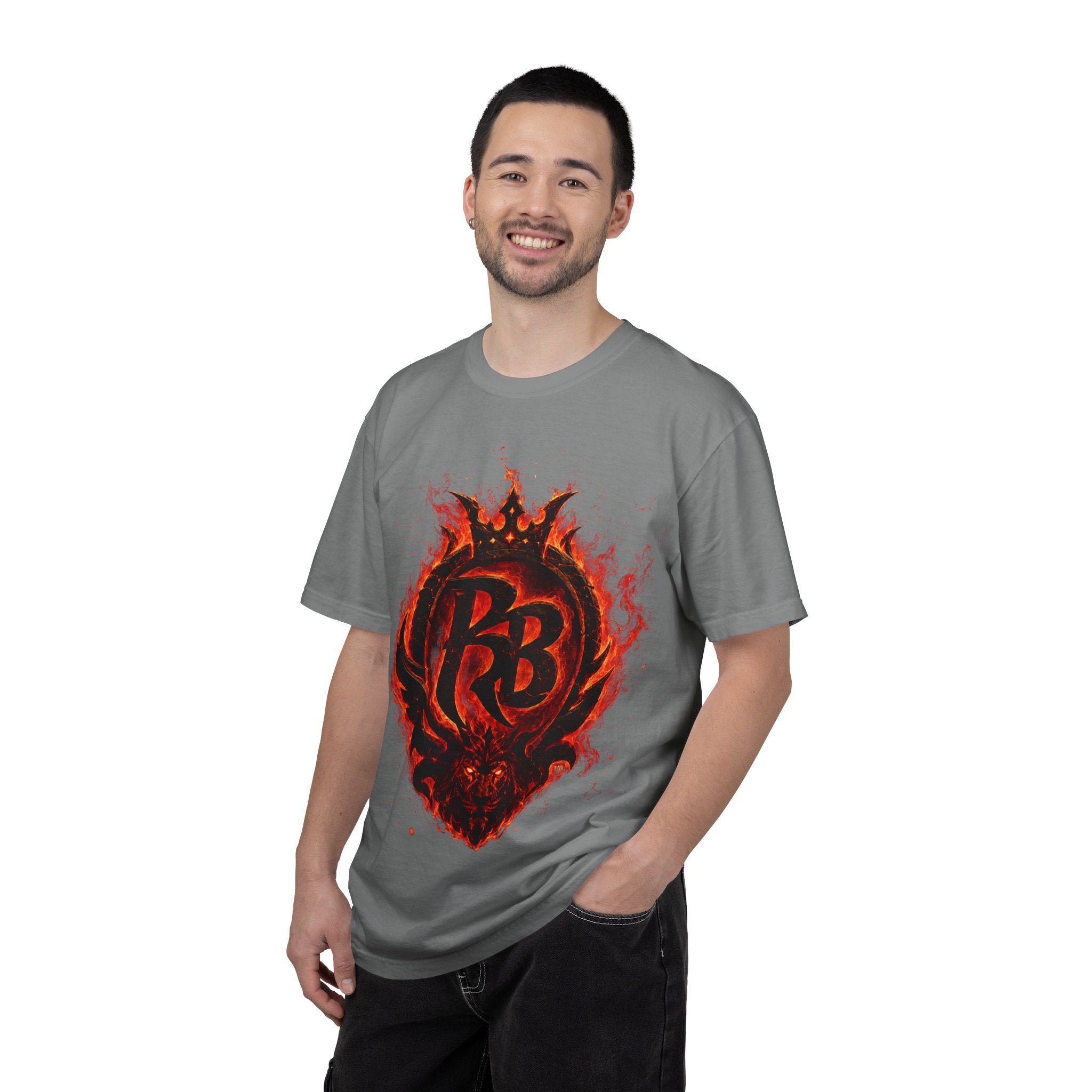 Power Runs Back PRB Flame Logo T-shirt | Fiery Emblem Tee, Grunge Rock Chic by Power Runs Black
