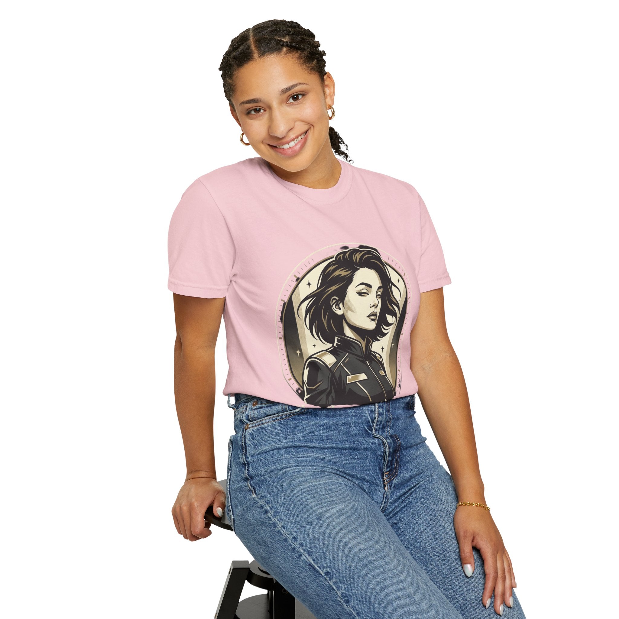 Power Runs Black Retro Space Captain Portrait T-Shirt — 'Fearless Commander' Graphic Tee by Power Runs Black