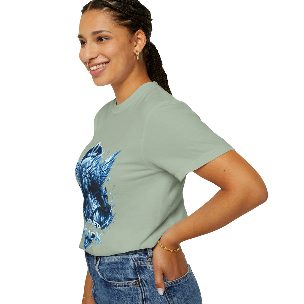 Power of Black Graphic T-Shirt — Egyptian Ankh Warrior Design by Power Runs Black